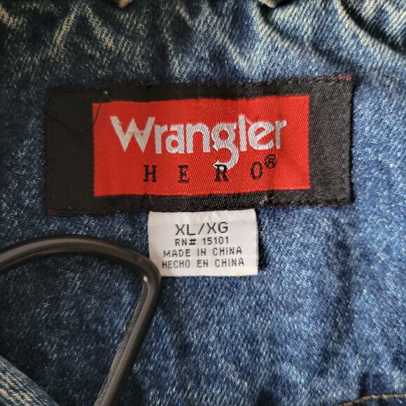 Vintage Wrangler Hero Men XL Blue Denim Sherpa Lined Vest Corduroy Collar, Zip - Picture 3 of 7